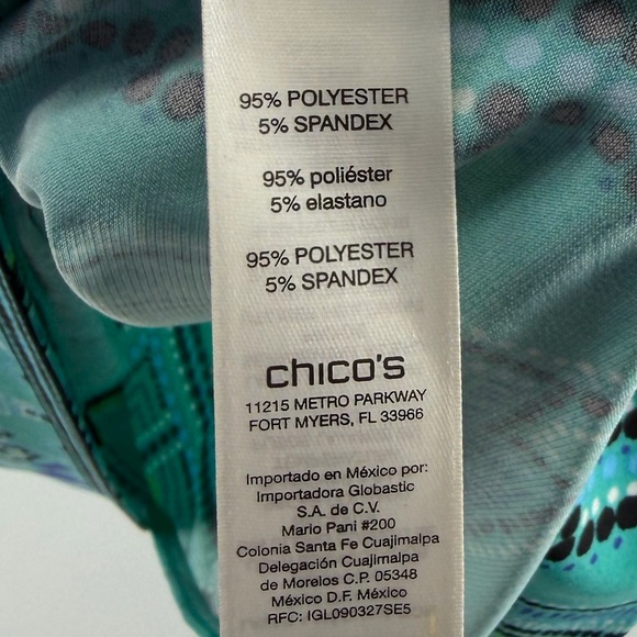 NWT Chico's Teal Blue Geometric Print Stretch Knit Dress, Women's Large - Picture 7 of 8